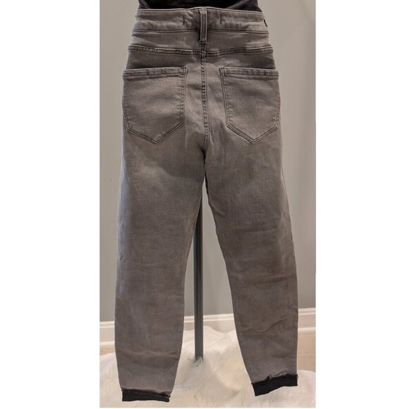 LIVERPOOL ankle skinny charcoal gray jeans with black distressed cuffed hem - Picture 2 of 16